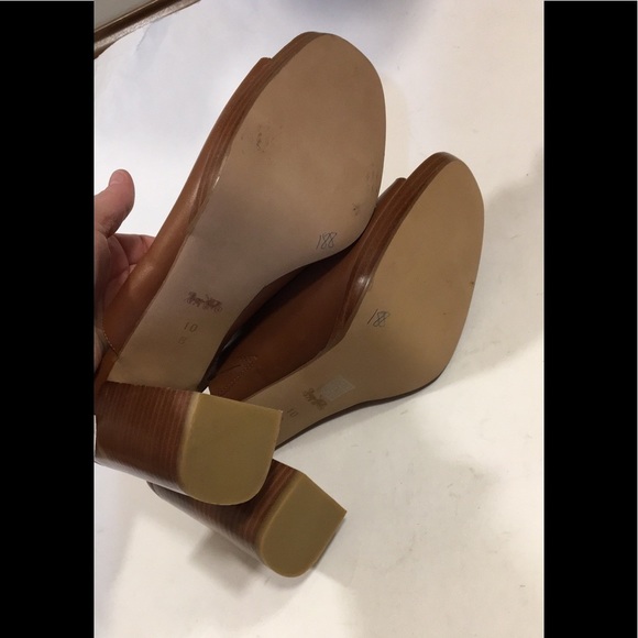NWT Coach | Brown Brady Open Toe Sling Mule Heels - Picture 7 of 15